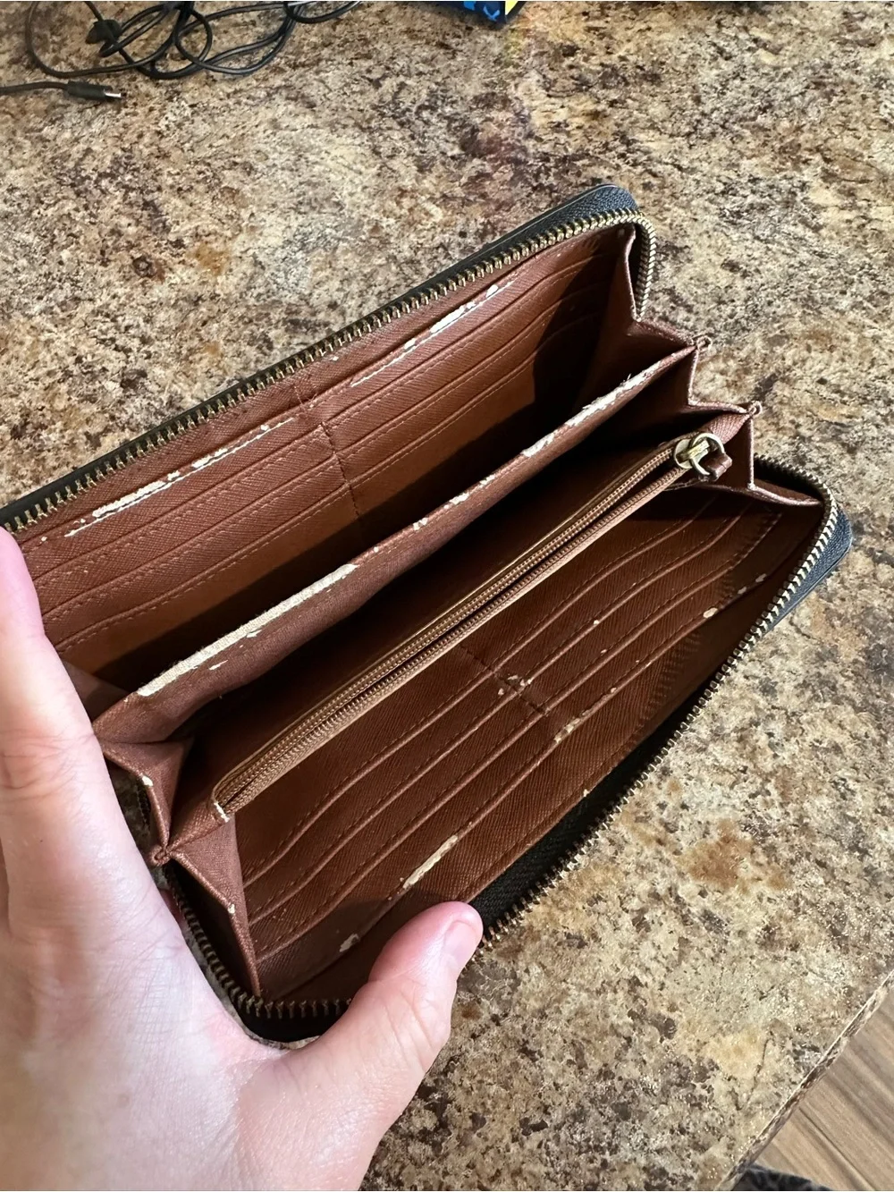 Fossil Multicolor Floral Zip Wallet in Blue, Tan & Black